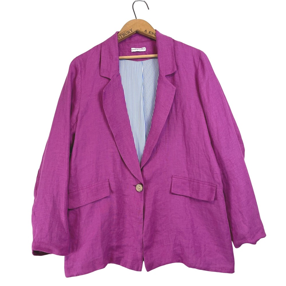 CIVICO‎ 51 Linen Blazer Jacket Magenta Button Front Made in Italy M